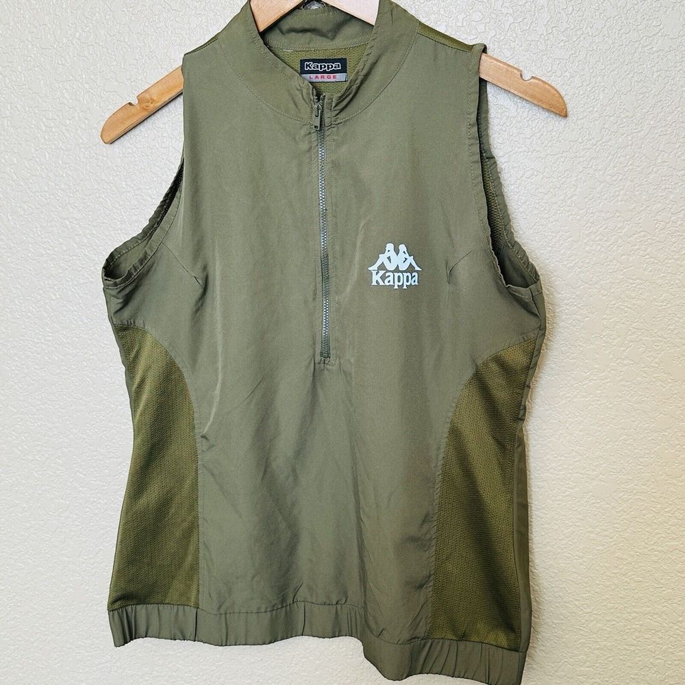 Kappa Lightweight olive Green Full‎ Zip Vest Collarless Jersey Large